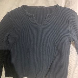 Brandy Melville may blue ribbed long sleeve top